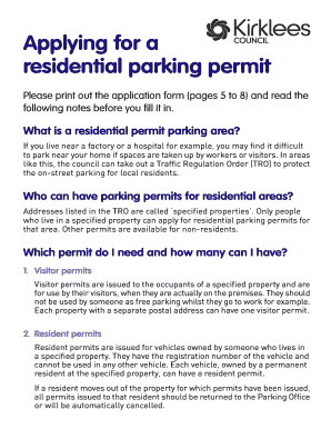 Kirklees Parking Permit  Form