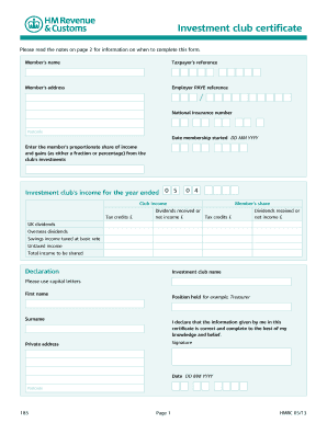 185 Hmrc Certificate  Form