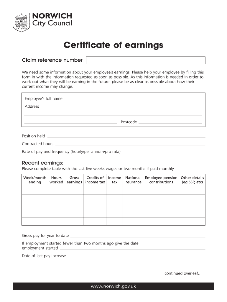 Certification of Income Sample  Form