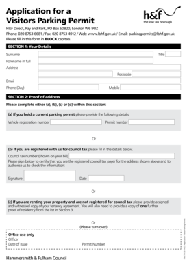 Hammersmith and Fulham Visitor Parking  Form