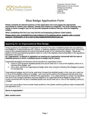 Blue Badge Form Staffordshire PDF