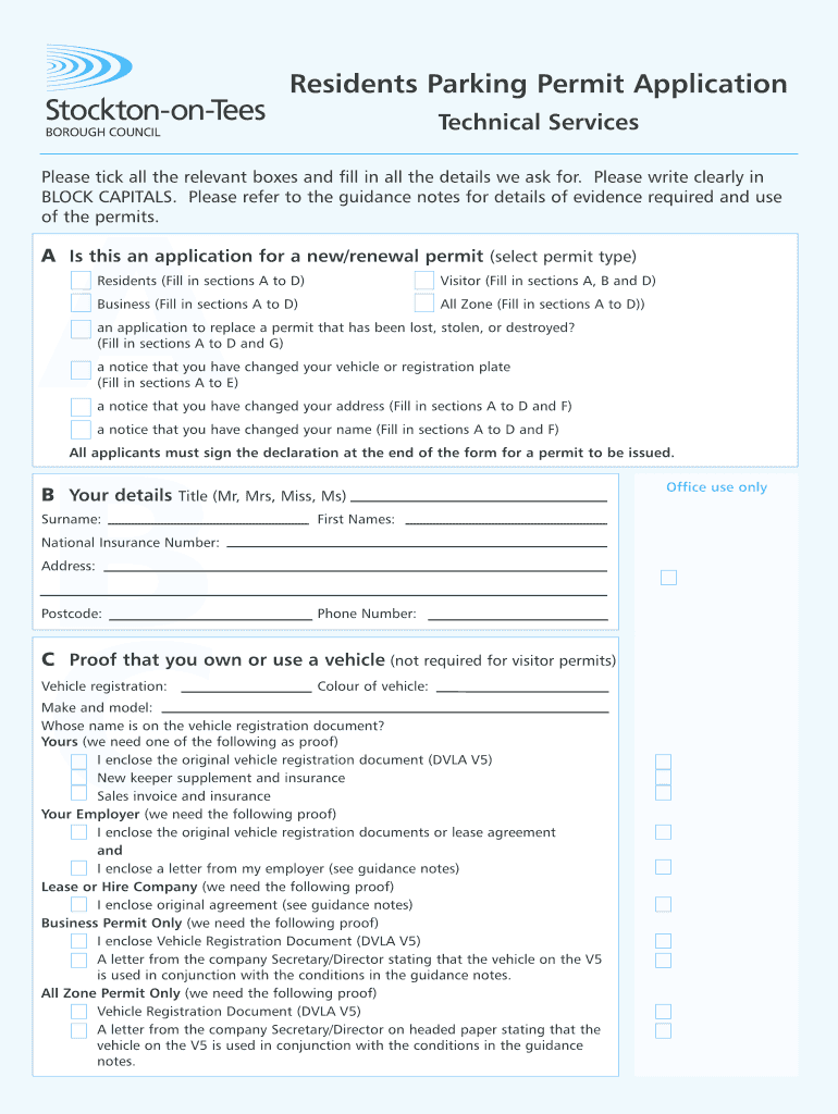 Blue Badge Stockton Form Fill Out And Sign Printable PDF Template