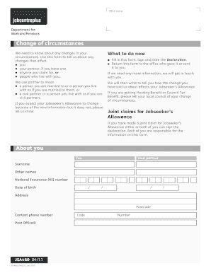 Changes You Need to Tell Us About If You Claim Benefits  Form