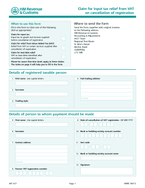 Hmrc Vat 427  Form