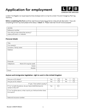 Download Application Form PDF Version London Fire Brigade