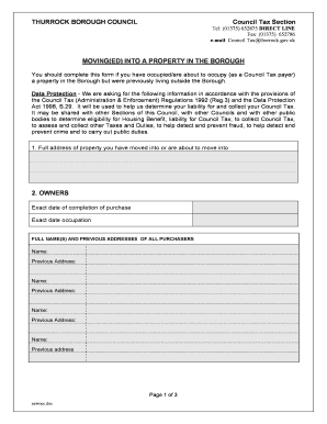 Thurrock Council Tax Moving House  Form