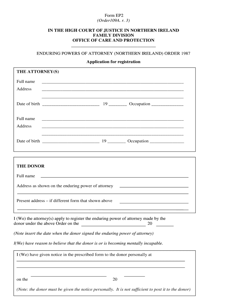 Northern Ireland High Court  Form