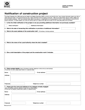 Notification of Construction Project Form HSE Hse Gov