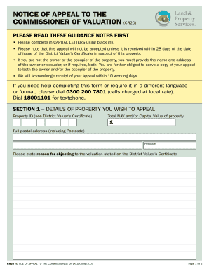 Valuation Appeal Form Cr20