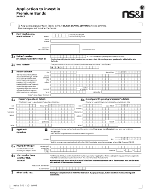 Application to Invest in Premium Bonds National Savings and  Form