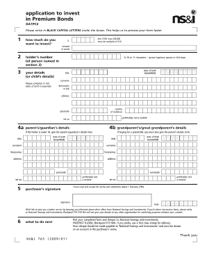 Premium Bonds Application Form for Grandchildren