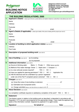 Sedgemoor Building Control  Form