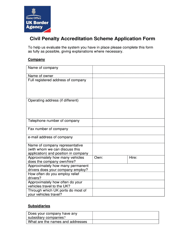 Civil Penalty Accreditation  Form