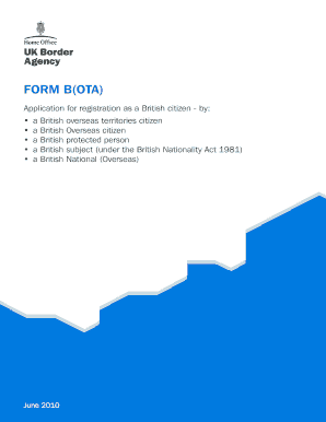 FORM BOTA UK Border Agency the Home Office Ukba Homeoffice Gov