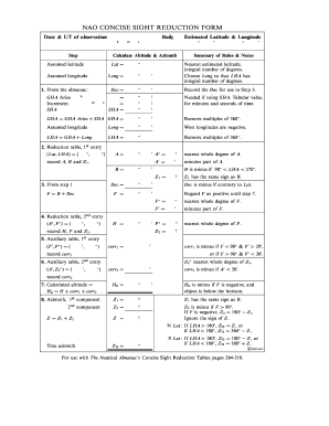 Sight Reduction Form