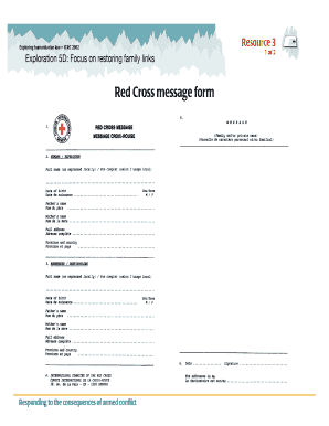 Red Cross Message Worksheet PDF  Form