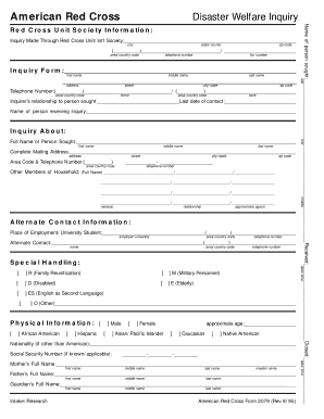 American Red Cross Disaster Welfare Inquiry  Form