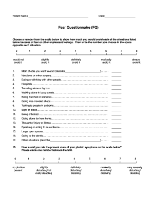 Fear Questionnaire Nederlands  Form
