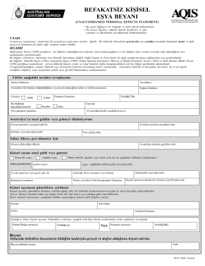  Turkey Customs Declaration Form 2000-2024