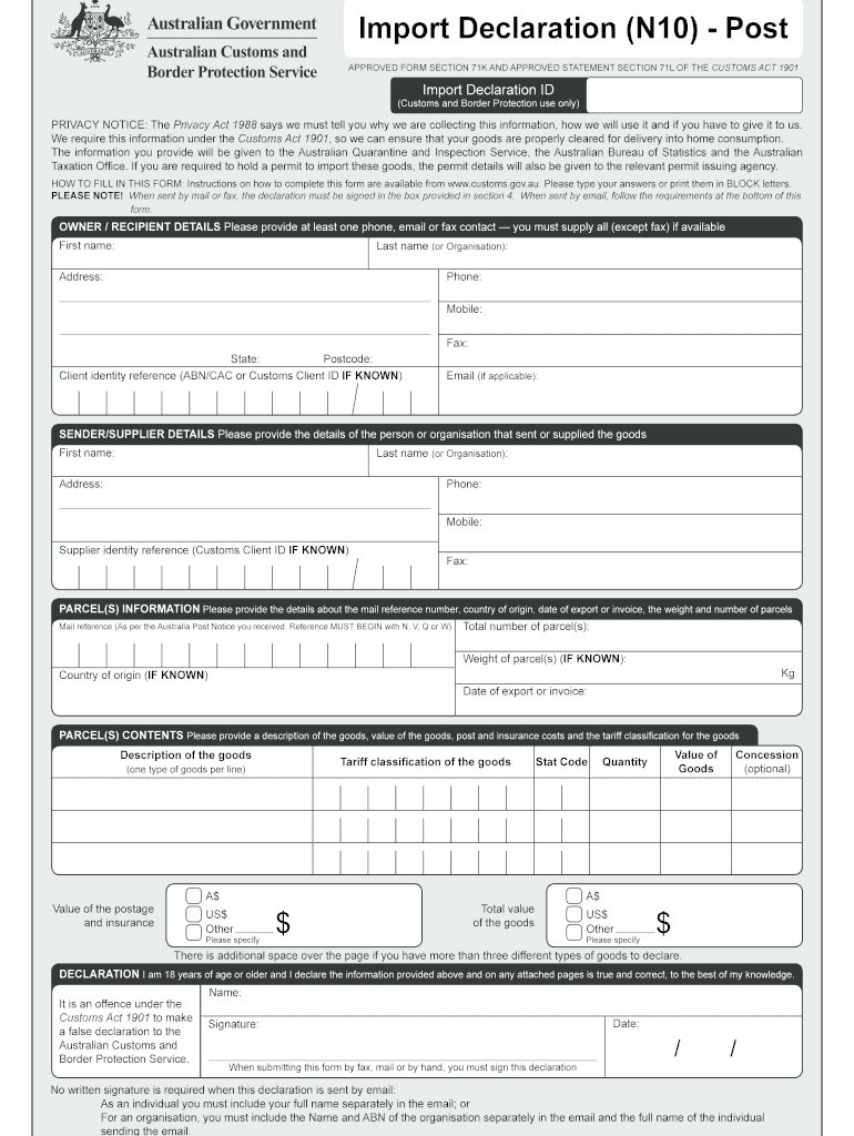 Declaration Post  Form