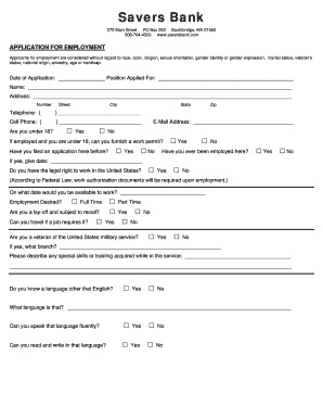Savers Application  Form