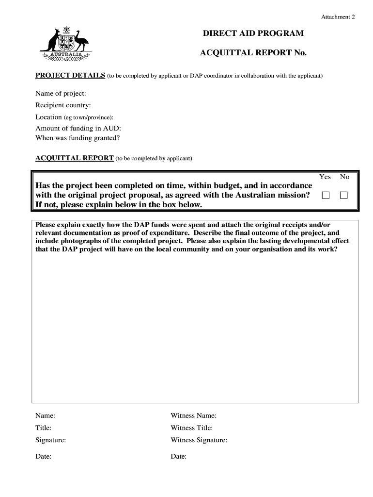 Acquittal Form Template