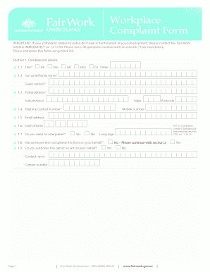 Fair Work Complaint Form