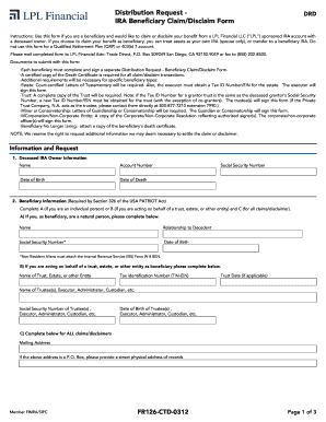 IRA Beneficiary ClaimDisclaim Form LPL Financial