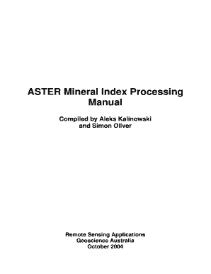 Aster Mineral Index Processing Manual  Form