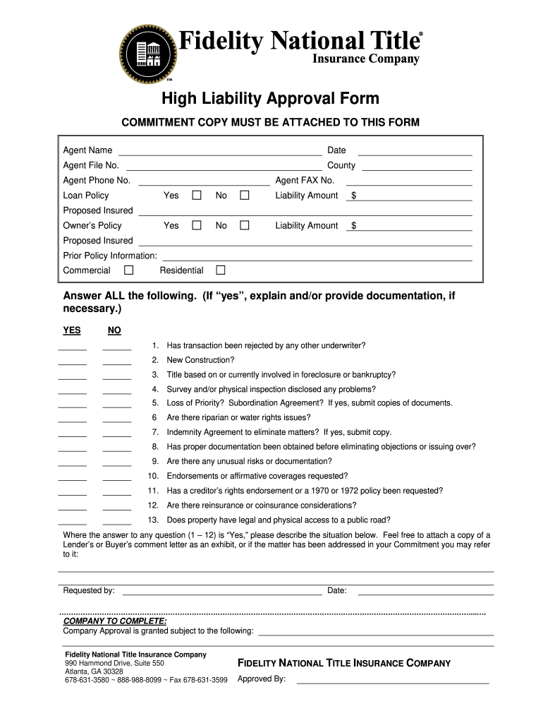 High Liability Form