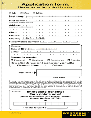 Western Union Application Form