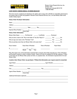 Western Union Form ≡ Fill Out Printable PDF Forms Online