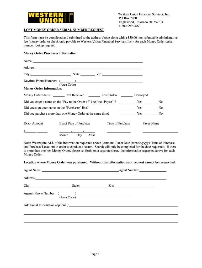 Western Union Form