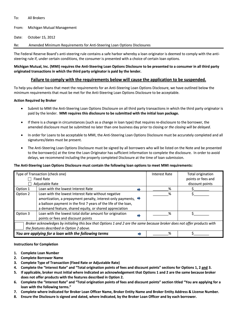  Anti Steering Disclosure Sample 2012-2024