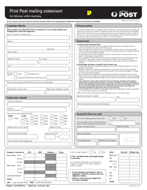 Print Post Mailing Statement 8835283 Australia Post  Form