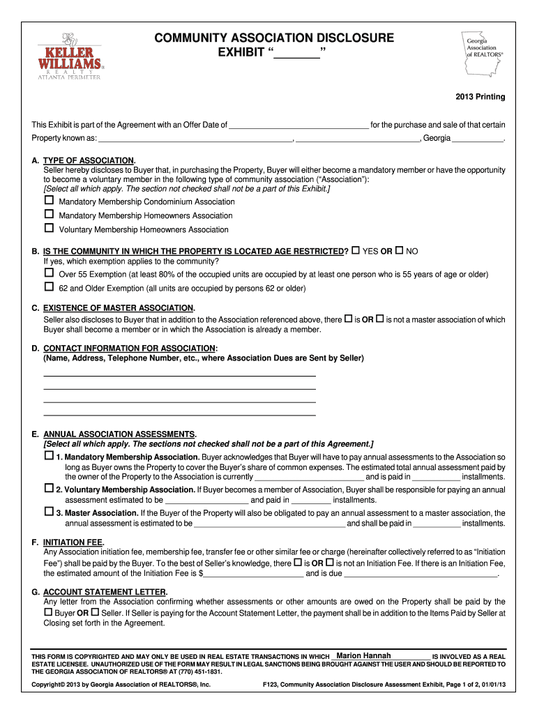 Community Association Disclosure  Form