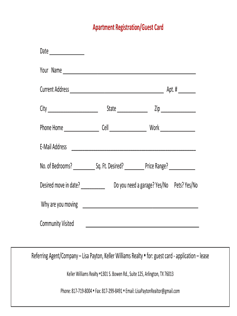 What Is A Guest Card For Apartments Fill Out and Sign Printable PDF