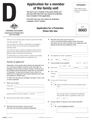 866D Application for a Member of the Family Unit Department of  Form