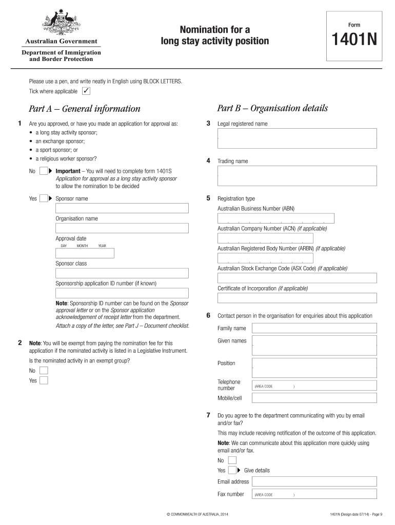  Long Stay Activity  Form 2014