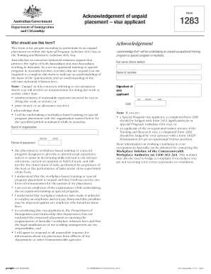 Working Holiday Visa Acknowledgement Form