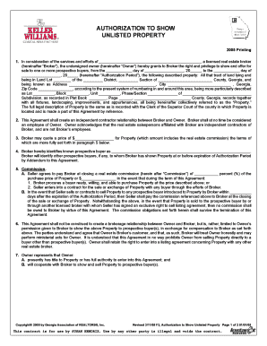 Authorization to Show Unlisted Property  Form