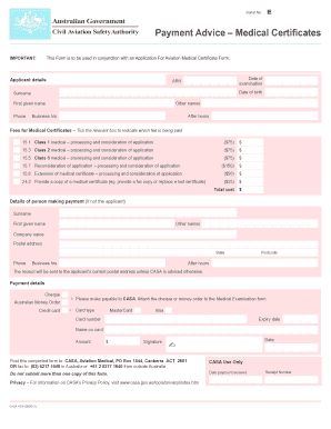 Form 162A Payment Advice Medical Certificates Casa Gov