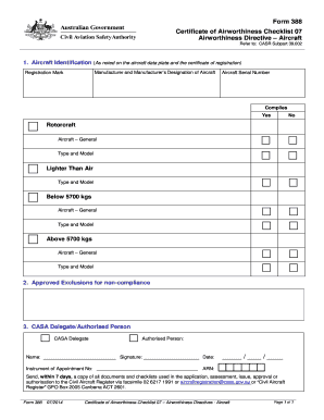  Form 388 Certificate of Airworthiness Checklist 07 Airworthiness Directive Aircraft Casa Gov 2014