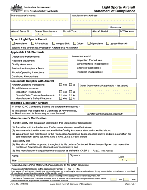 Form 681 Light Sports Aircraft Statement of Compliance