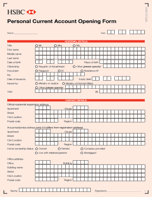 Personal Current Account Opening Form