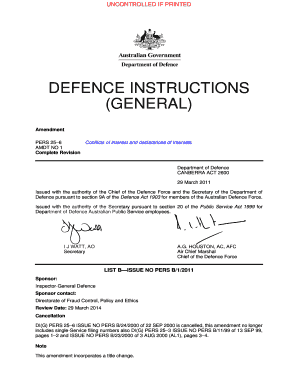 DIG PERS 25 6 CONFLICTS of INTEREST and DECLARATIONS of INTERESTS DEFENCE INSTRUCTION GENERAL PERS  Form