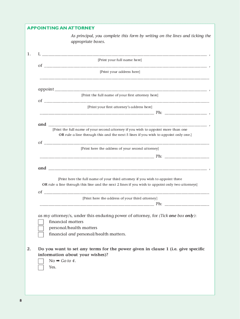  Enduring Power of Attorney Qld Form 2002-2024