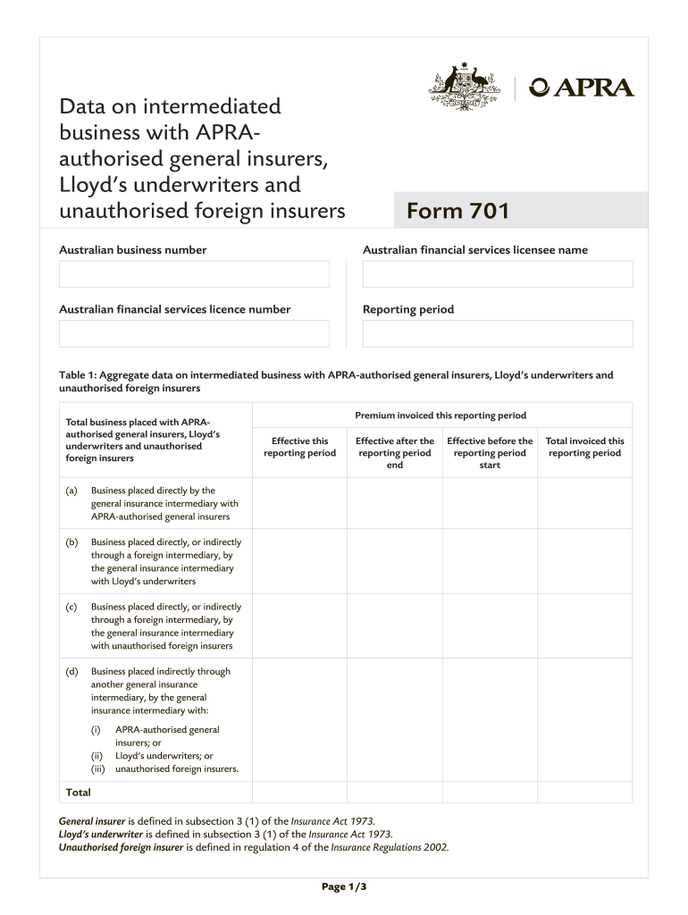 Apra Form 701