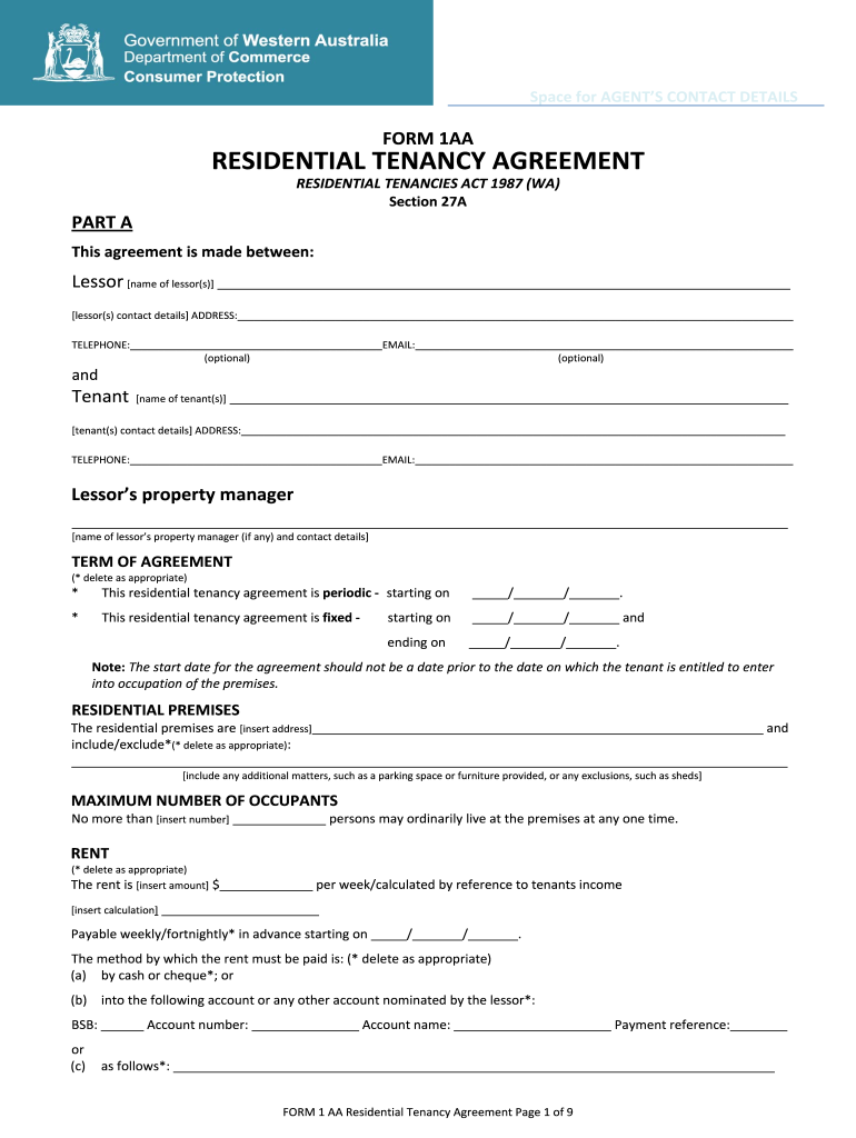 Residential Tenancy Agreement Wa  Form