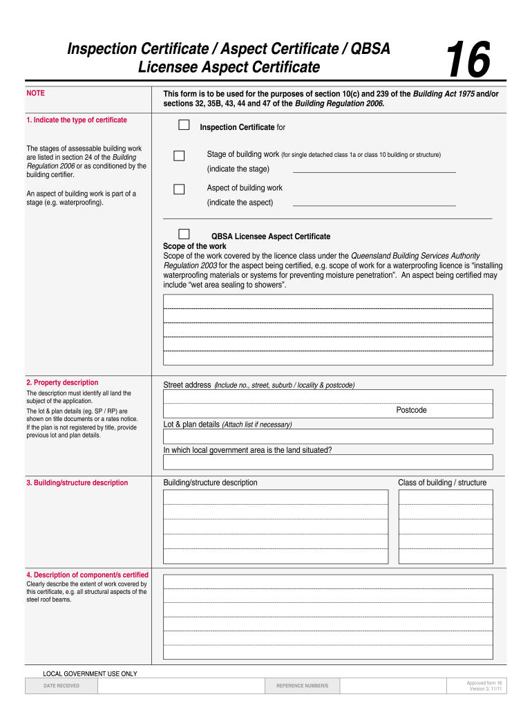  Form 16 Qld 2011